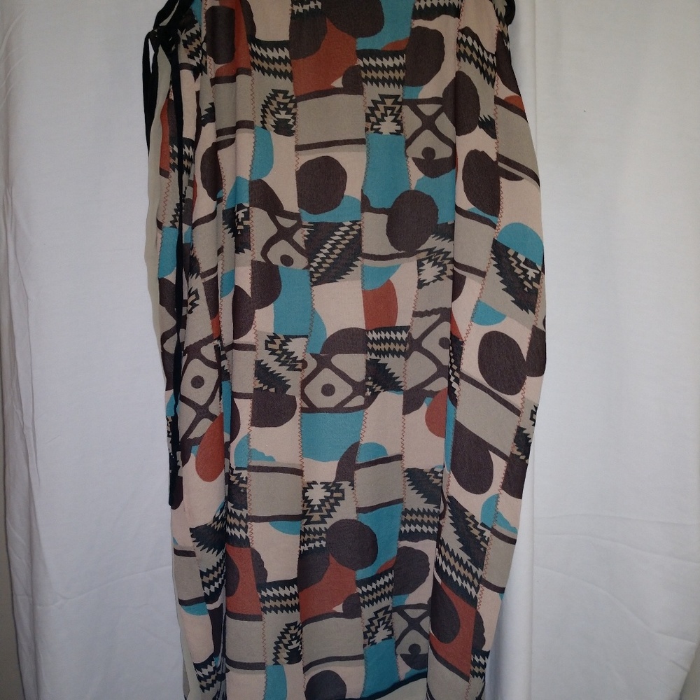 Colorful Wrap Slates Silk Skirt